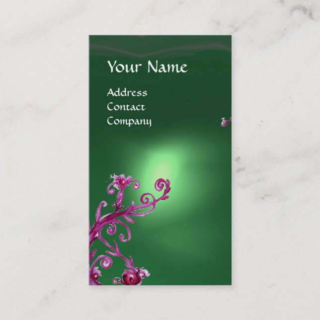 MAGIC BERRIES MONOGRAM green Business Card (Front)