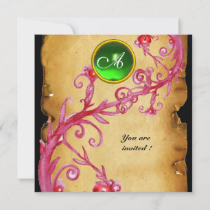 MAGIC BERRIES  MONOGRAM,  green Invitation
