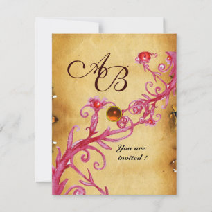 MAGIC BERRIES  MONOGRAM  Parchment  Orange Agate Invitation