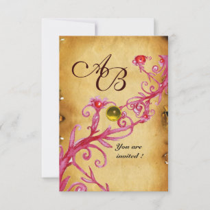 MAGIC BERRIES MONOGRAM Parchment Yellow rsvp Invitation