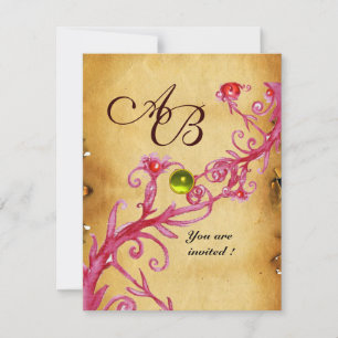 MAGIC BERRIES MONOGRAM Parchment Yellow Topaz Invitation