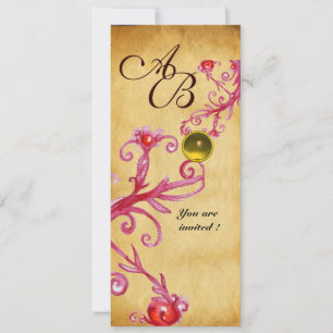MAGIC BERRIES  MONOGRAM  Parchment Yellow Topaz Invitation