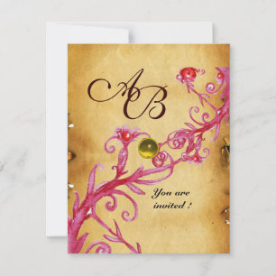 MAGIC BERRIES  MONOGRAM  Parchment Yellow Topaz Invitation