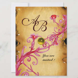 MAGIC BERRIES  MONOGRAM  Parchment Yellow topaz Invitation