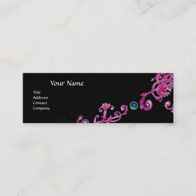 MAGIC BERRIES MONOGRAM purple pink black blue Mini Business Card (Front)