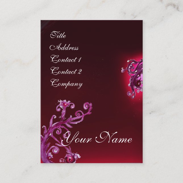 MAGIC BERRIES MONOGRAM purple red burgundy Business Card (Front)