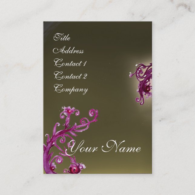 MAGIC BERRIES MONOGRAM purple red grey Business Card (Front)