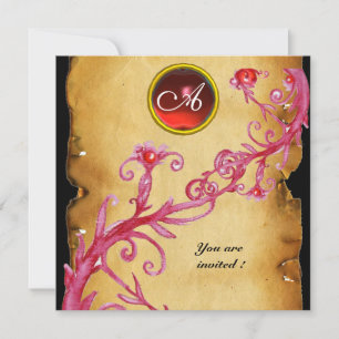 MAGIC BERRIES MONOGRAM, red Invitation