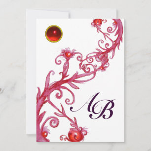 MAGIC BERRIES,MONOGRAM red ruby Invitation