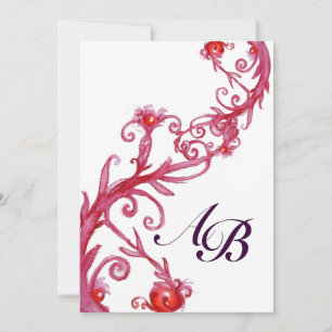 MAGIC BERRIES,MONOGRAM red withe Invitation