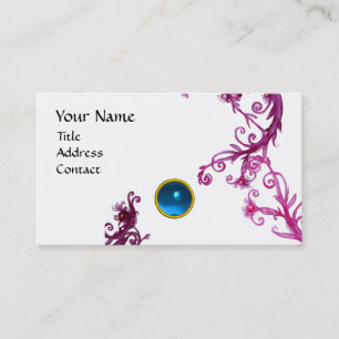 MAGIC BERRIES MONOGRAM swirl gem blue white Business Card