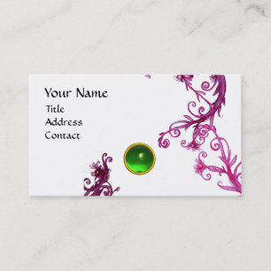 MAGIC BERRIES  MONOGRAM  swirl gem green  white Business Card