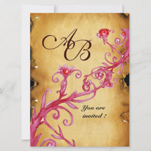 MAGIC BERRIES  MONOGRAM wax seal parchment Invitation