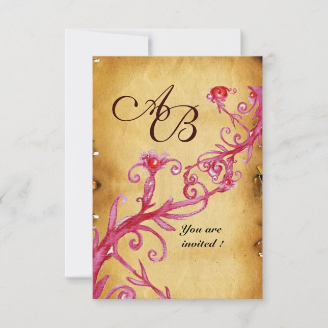 MAGIC BERRIES  MONOGRAM wax seal parchment rsvp Invitation (Front)