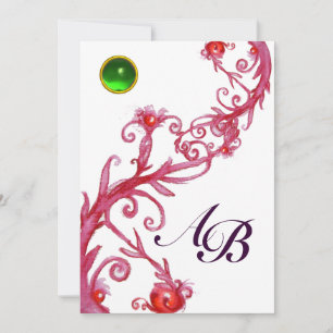 MAGIC BERRIES,MONOGRAM white green red purple Invitation