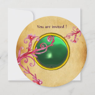 MAGIC BERRIES PARCHEMENT GEM green emerald Invitation
