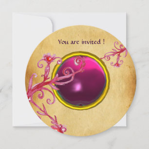 MAGIC BERRIES PARCHEMENT GEM purple pink Invitation