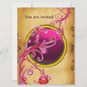 MAGIC BERRIES PARCHEMENT GEM red ruby Invitation