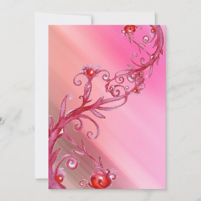 MAGIC BERRIES, red white silk Invitation (Front)