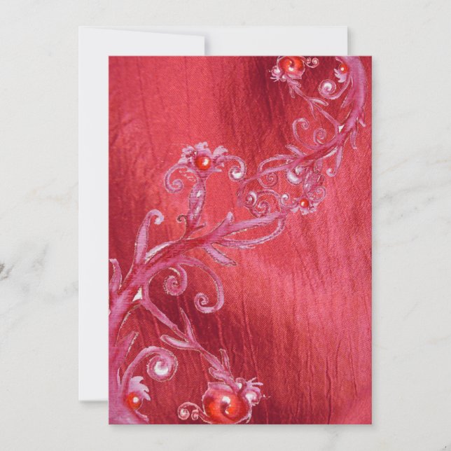 MAGIC BERRIES, red white silk Invitation (Front)