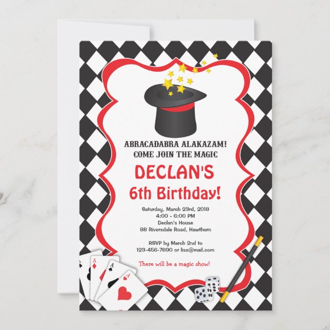 Magic Birthday Invitation, Magic Birthday Invite (Front)