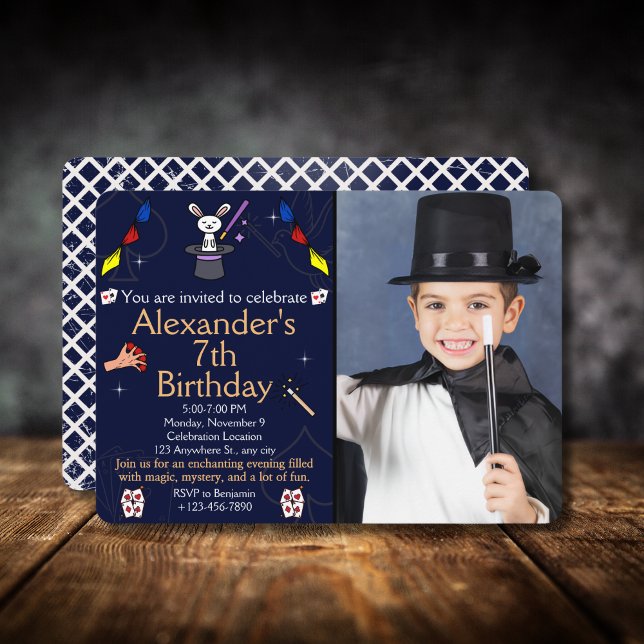 Magic Birthday with custom Photo Magician Theme  Invitation (Creator Uploaded)