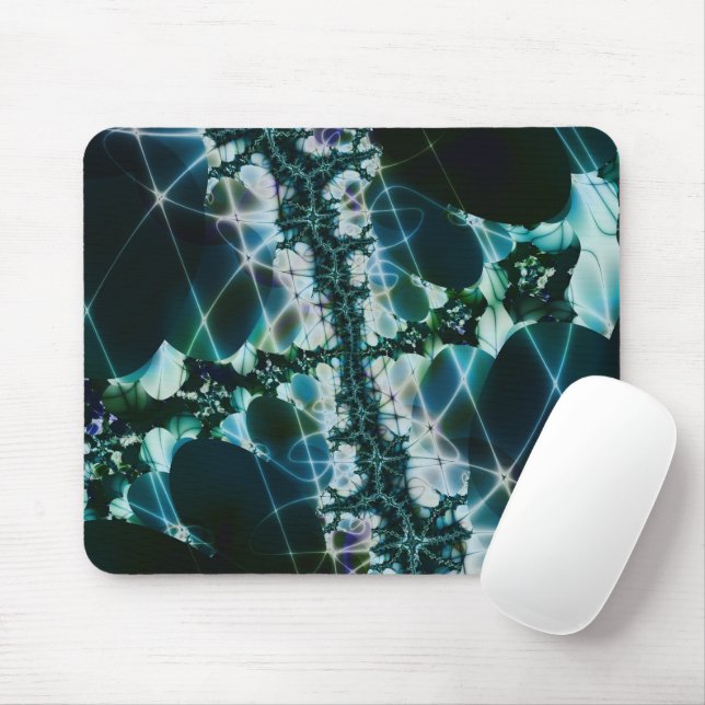 Magic | Blue and Green Fractal Art Mouse Mat (With Mouse)