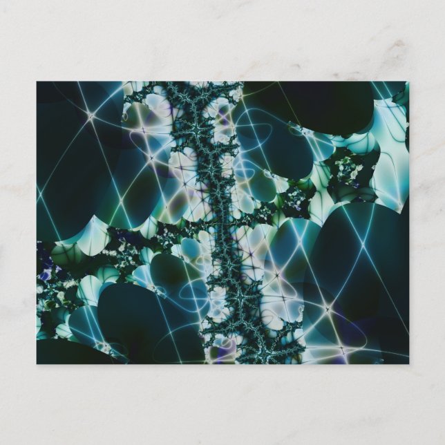 Magic | Blue and Green Fractal Art Postcard (Front)