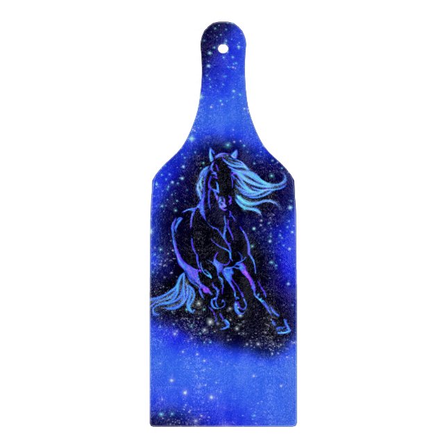 Magic Blue Horse Running At Moonlight Starry Night Cutting Board (Front)