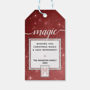 MAGIC Blush Watercolor Monogram & Burgundy Starry Gift Tags