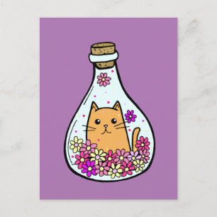 Magic Bottle Cat Post Card
