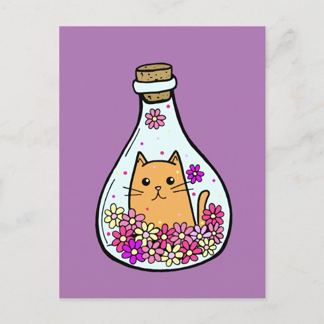 Magic Bottle Cat Post Card (Front)