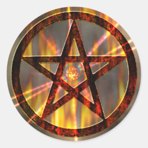 Magic Burning Pentagram Classic Round Sticker