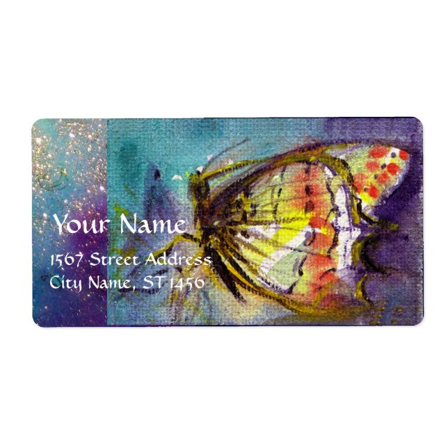 MAGIC BUTTERFLY IN BLUE GOLD SPARKLES (Front)