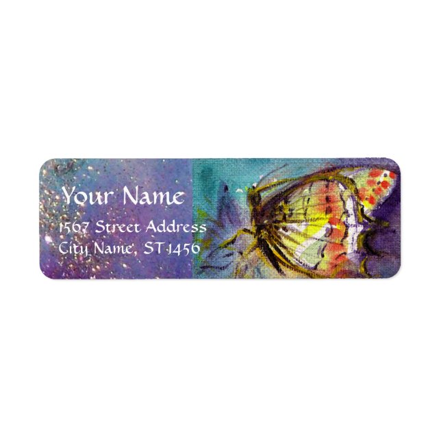 MAGIC BUTTERFLY IN BLUE GOLD SPARKLES (Front)