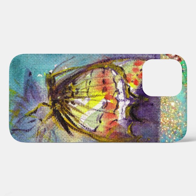 MAGIC BUTTERFLY IN BLUE GOLD SPARKLES Case-Mate iPhone CASE (Back (Horizontal))