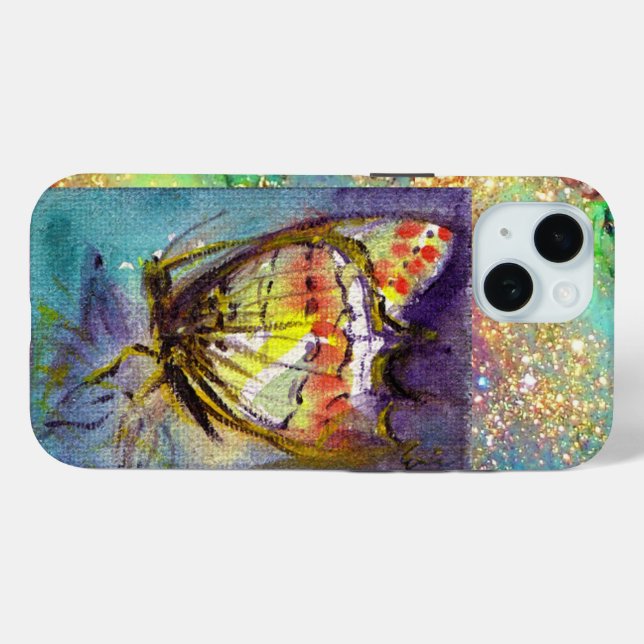 MAGIC BUTTERFLY IN BLUE GOLD SPARKLES Case-Mate iPhone CASE (Back (Horizontal))