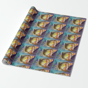 MAGIC BUTTERFLY IN BLUE WRAPPING PAPER