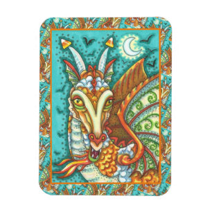 MAGIC CANDY CORN DRAGON, HALLOWEEN FANTASY BEAST MAGNET
