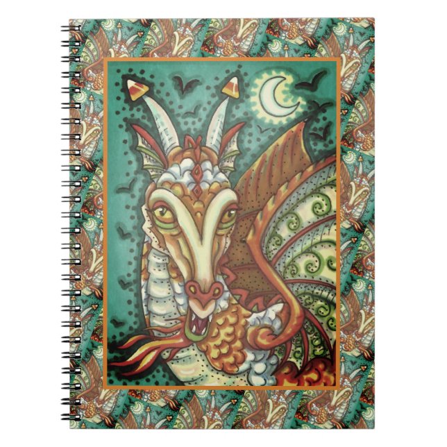 MAGIC CANDY CORN DRAGON, HALLOWEEN FANTASY BEAST NOTEBOOK (Front)