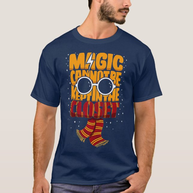 Magic Cannot Be Kept In The Closet Gay Wizard T-Shirt (Front)