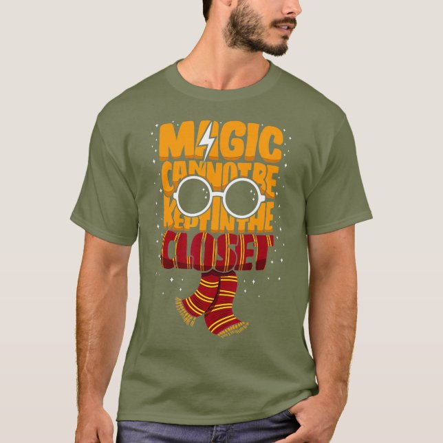 Magic Cannot Be Kept In The Closet Gay Wizard T-Shirt (Front)