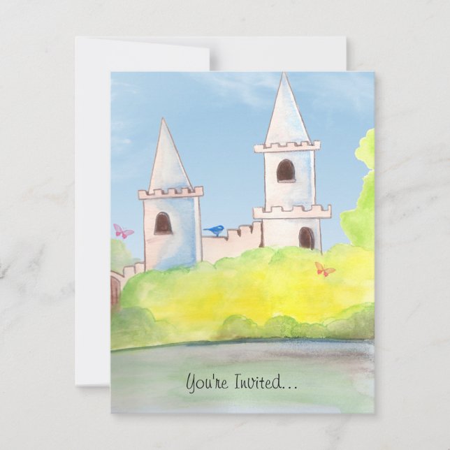 Magic Castle Watercolor Party Invitation (Front)