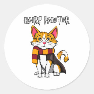 Magic Cat With Gles , Funny Pawter Funny  Classic Round Sticker