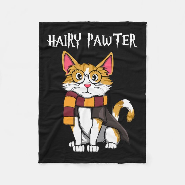 Magic Cat With Gles Wich Cat  Fleece Blanket (Front)
