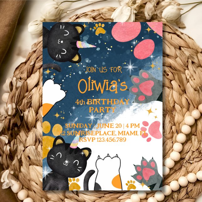 Magic caticorn birthday Invitation (Creator Uploaded)