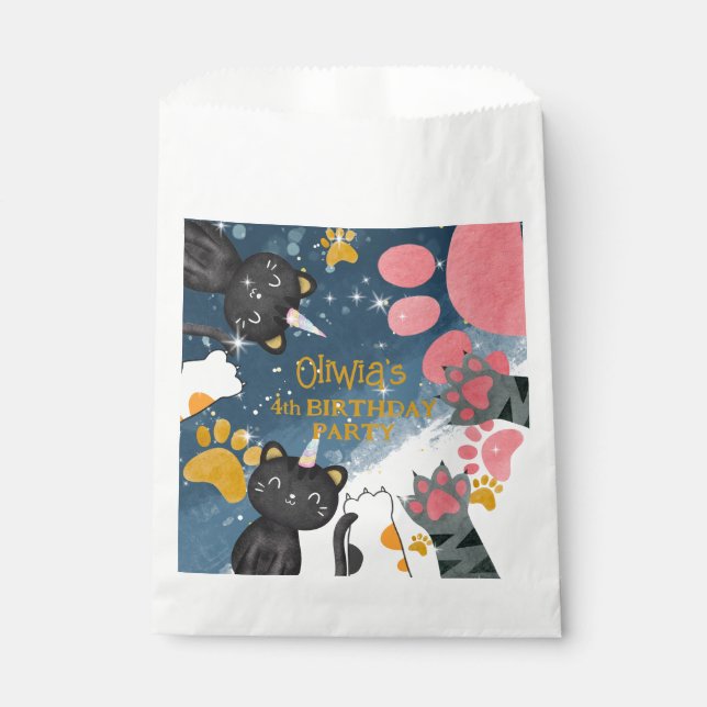 Magic caticorn birthday Paper Favour Bag (Front)
