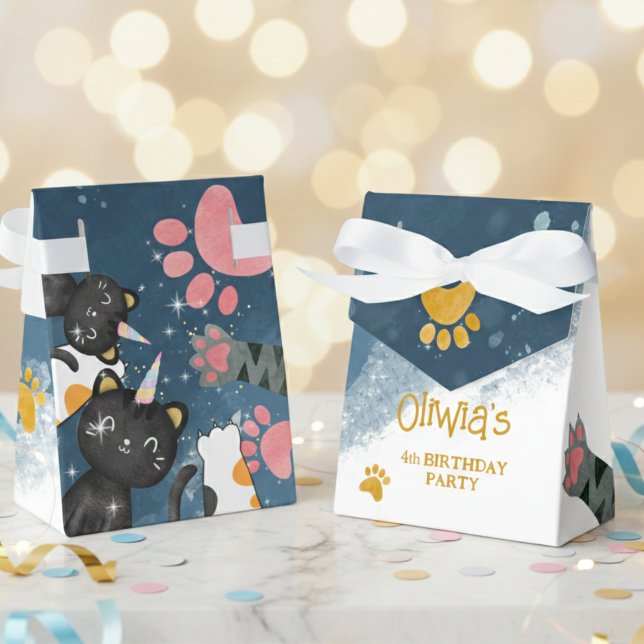 Magic caticorn birthday Paper Favour Box (Creator Uploaded)