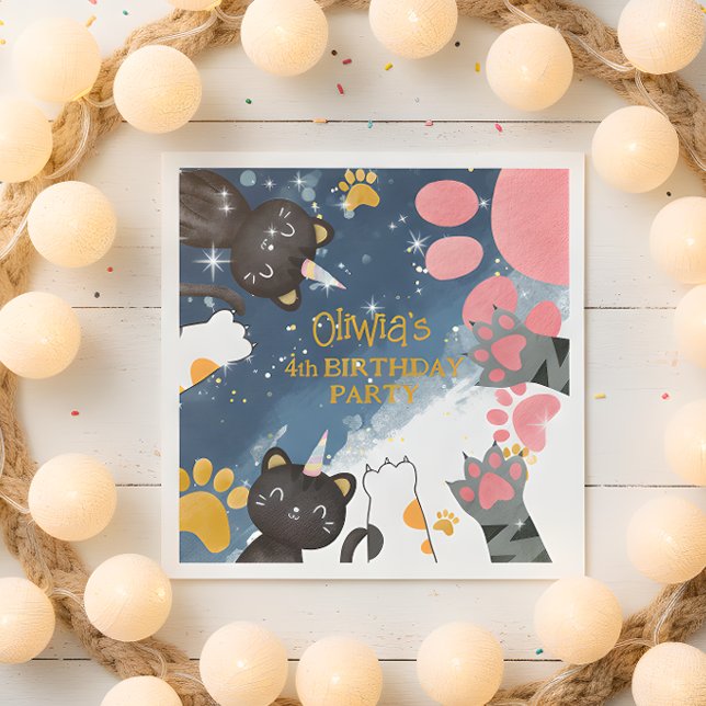 Magic caticorn birthday Paper napkin (Creator Uploaded)