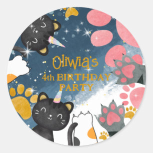 Magic caticorn birthday sticker